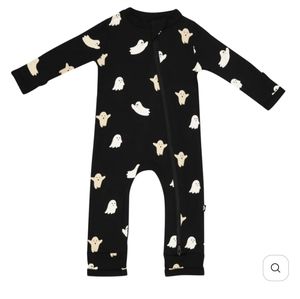 NIB HALLOWEEN Kyte Baby 12-18mo Zippered Romper in Boo, unisex footie